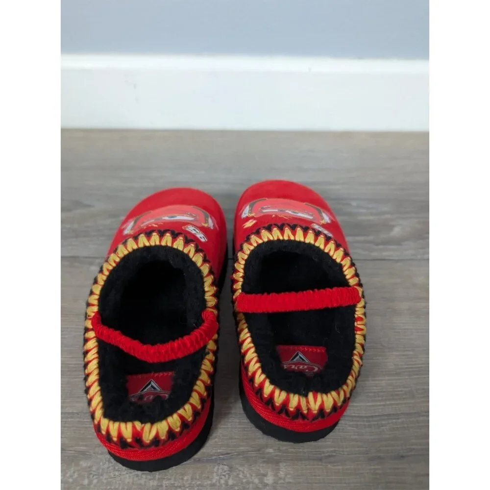 Disney Pixar Cars Lightning McQueen Kids Sz 11/12 Slippers Shoes Fleece Strap